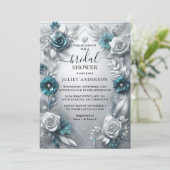 Laat metaal glam glanzend hoogwaardig zilver bruil kaart (Staand voorkant)