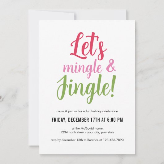 Laat Mingle en Jingle de Uitnodiging van de Kerst  (Voorkant)