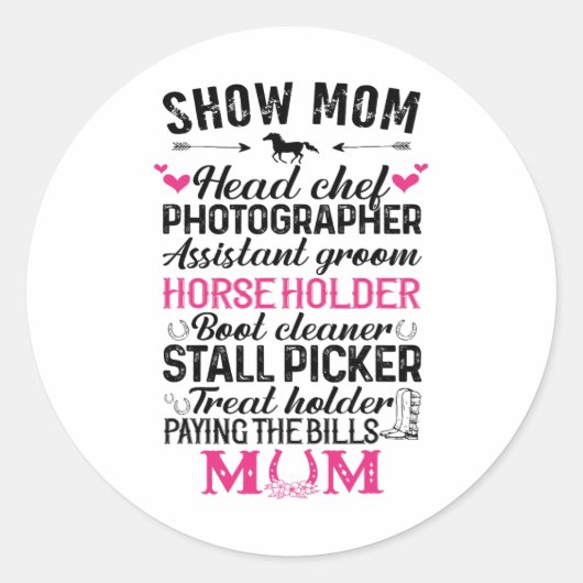 Laat Moeder Hoofdkok Fotograaf Istant Bruidegom Pa Ronde Sticker (Voorkant)