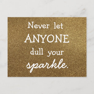 Laat nooit iemand je mond snoeren - gouden glitter briefkaart
