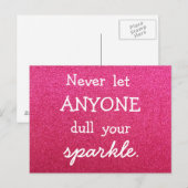 Laat nooit iemand je mond snoeren - Roze glitter Briefkaart (Voorkant / Achterkant)