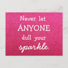 Laat nooit iemand je mond snoeren - Roze glitter Briefkaart