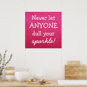 Laat nooit iemand je mond snoeren - Roze glitter Poster (Keuken)