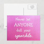 Laat nooit iemand je sprankelende roze glitter dov briefkaart (Voorkant / Achterkant)