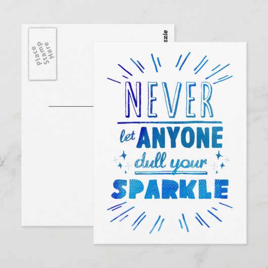 "Laat nooit iemand je vonk opsijpelen" motivatie Briefkaart (Voorkant / Achterkant)