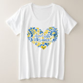 Laat Oekraïne met rust en hart Grote Maat T-shirt (Design voorkant)