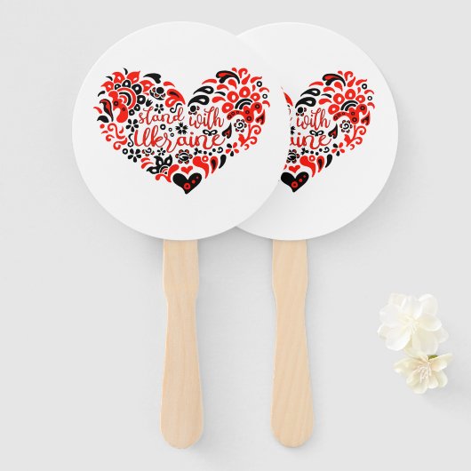 Laat Oekraïne met rust en hart Handwaaier (Voorkant en achterkant)