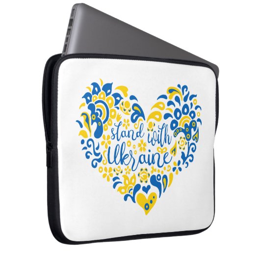 Laat Oekraïne met rust en hart Laptop Sleeve (Voorkant Rechts)