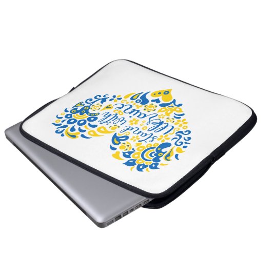 Laat Oekraïne met rust en hart Laptop Sleeve (Voorkant onderkant)