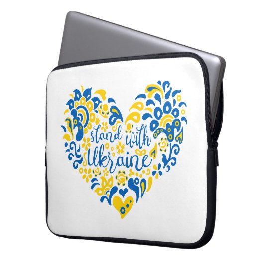Laat Oekraïne met rust en hart Laptop Sleeve (Voorkant Links)