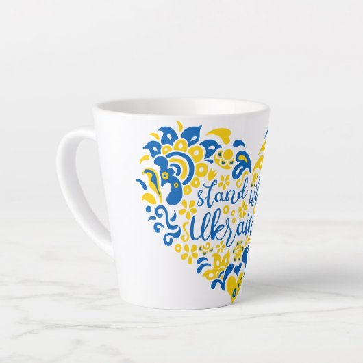 Laat Oekraïne met rust en hart Latte Mok (Linkerhoek)