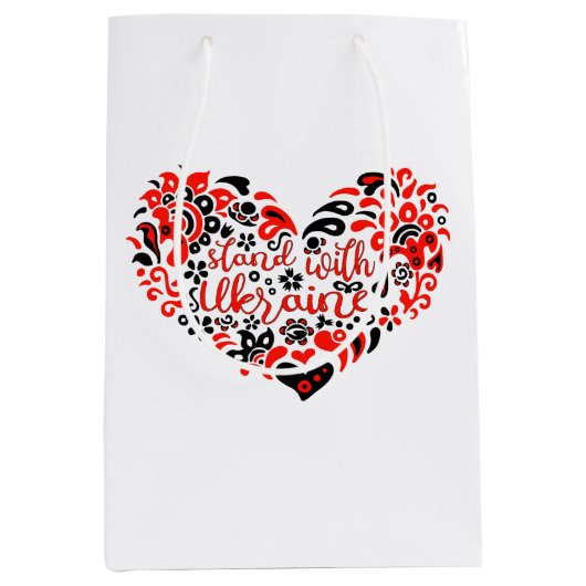 Laat Oekraïne met rust en hart Medium Cadeauzakje (Voorkant)
