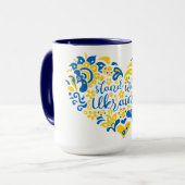 Laat Oekraïne met rust en hart Mok (Voorkant links)