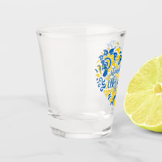 Laat Oekraïne met rust en hart Shot Glas (Links)
