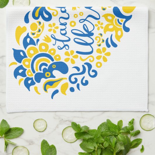 Laat Oekraïne met rust en hart Theedoek (Gevouwen)