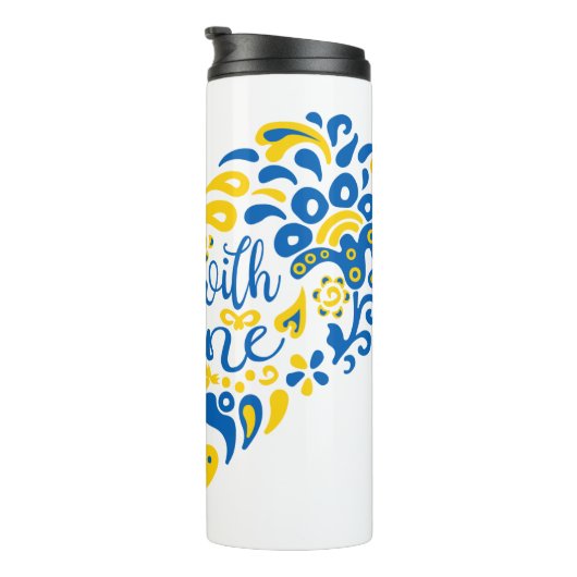 Laat Oekraïne met rust en hart Thermosbeker (Geroteerd rechts)