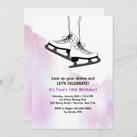 Laat omhoog uw (Witte) Uitnodiging van de Schaatse (Voorkant / Achterkant)