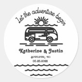 Laat ons avontuur beginnen bruiloft monogram ronde sticker (Voorkant)