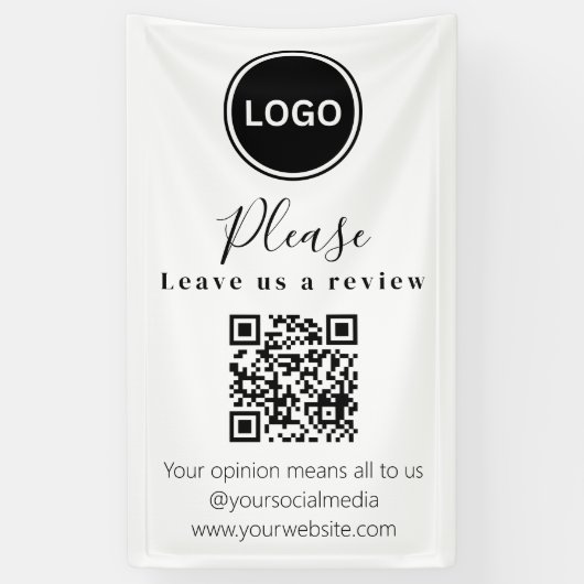 Laat ons een review achter | QR-code Modern Visite Spandoek (Verticaal)