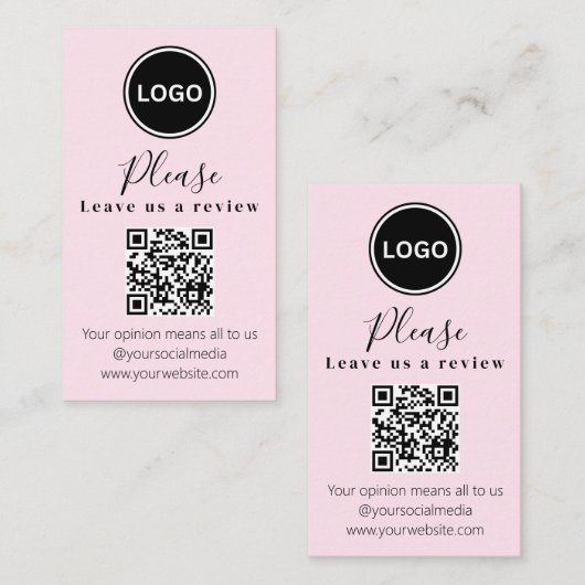 Laat ons een review achter | QR-code Modern Visite Visitekaartje (Voorkant / Achterkant)