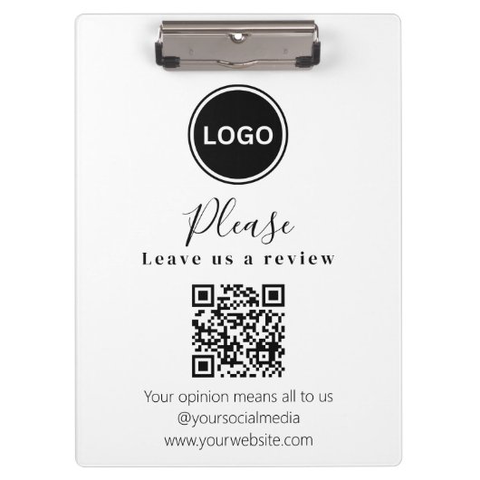 Laat ons een review achter | QR-code moderne visit Klembord (Voorkant)