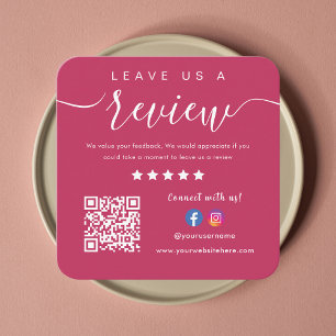 Laat ons een Review Facebook Instagram Logo QR Cod Informatiekaartje