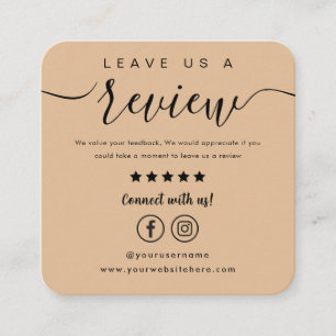 Laat ons een Review Facebook Instagram Logo Rustic Vierkante Visitekaartje