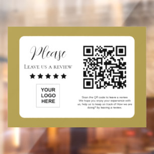Laat ons een review QR code achter Goud Raamsticker