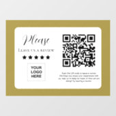 Laat ons een review QR-code achter Goud Raamsticker (Vel)
