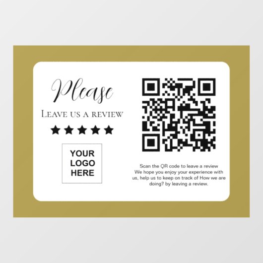 Laat ons een review QR-code achter Goud Raamsticker (Vel)