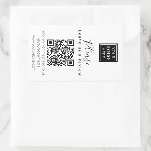 Laat ons een Review QR code Business Rechthoekige Sticker (Tas)