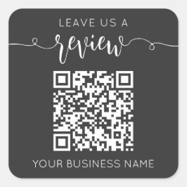 Laat ons een Review QR code grijs chique modern mi Vierkante Sticker