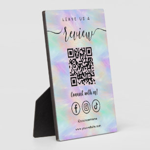 Laat ons een Review QR code iriserend opaal stijlv Fotoplaat