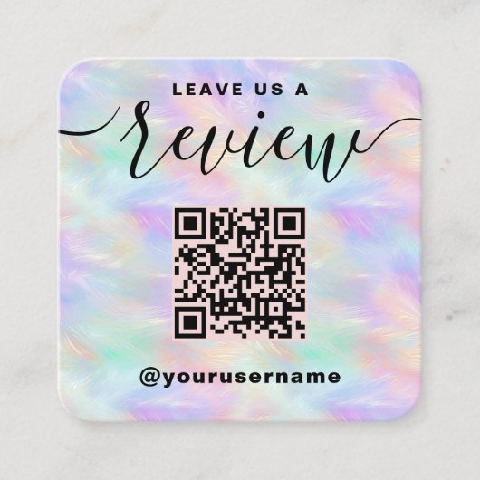 Laat ons een Review QR code iriserend stijlvol Log Informatiekaartje (Voorkant)