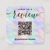 Laat ons een Review QR code iriserend stijlvol Log Vierkante Visitekaartje (Voorkant)