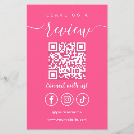 Laat ons een Review QR Code Social Media Logo Flyer (Voorkant)