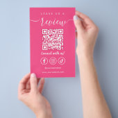 Laat ons een Review QR Code Social Media Logo Flyer (Hand)