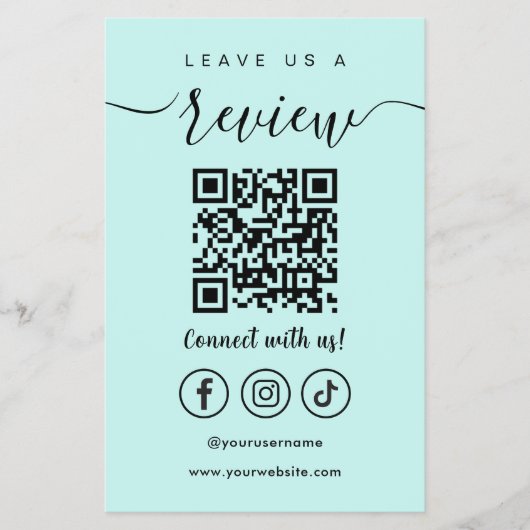 Laat ons een Review QR Code Social Media Logo Flyer (Voorkant)