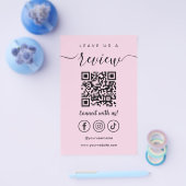 Laat ons een Review QR Code Social Media Logo Roze Flyer (Enkel)