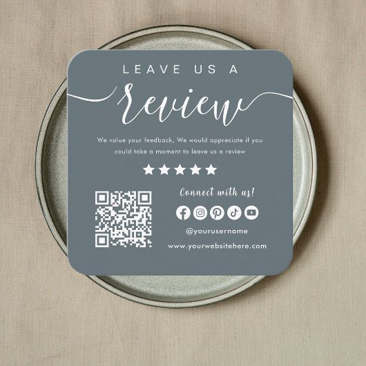 Laat ons een Review QR Code Social Media Logo Vierkante Visitekaartje