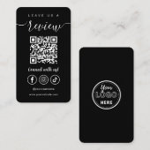 Laat ons een Review QR Code Social Media Logo Zwar Visitekaartje (Voorkant / Achterkant)