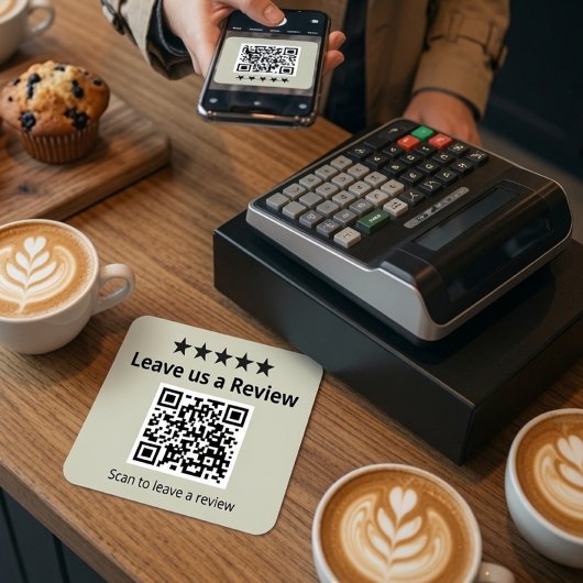 Laat ons een review QR-code sticker achter | Geper