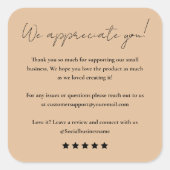 Laat ons een Review script dank u rustiek Vierkante Sticker (Voorkant)