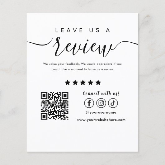 Laat ons een Review Social Media Logo Trendy White Flyer (Voorkant)