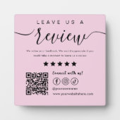 Laat ons een Review Social Media QR Code Logo Pink Fotoplaat (Voorkant)