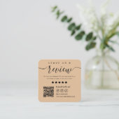 Laat ons een Review Social Media QR Code Logo Rust Vierkante Visitekaartje (Staand voorkant)