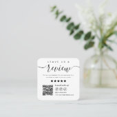 Laat ons een Review Social Media QR Code Logo Whit Vierkante Visitekaartje (Staand voorkant)