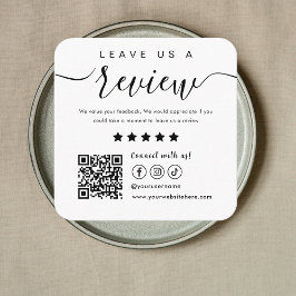 Laat ons een Review Social Media QR Code Logo Whit Vierkante Visitekaartje