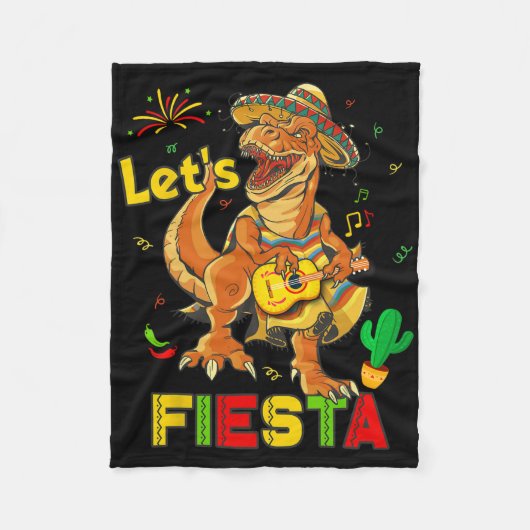 Laat ons feest Cinco De Mayo Dinosaur Mexicaans Fe Fleece Deken (Voorkant)