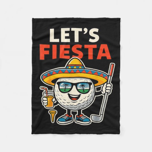 Laat ons feest Cinco De Mayo Golfbal Sombrero Golf Fleece Deken (Voorkant)